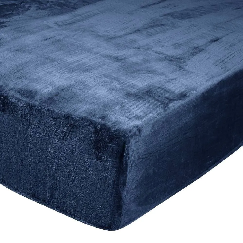 Lençol Avulso Casal com Elástico Plush Slip - Azul Mariner