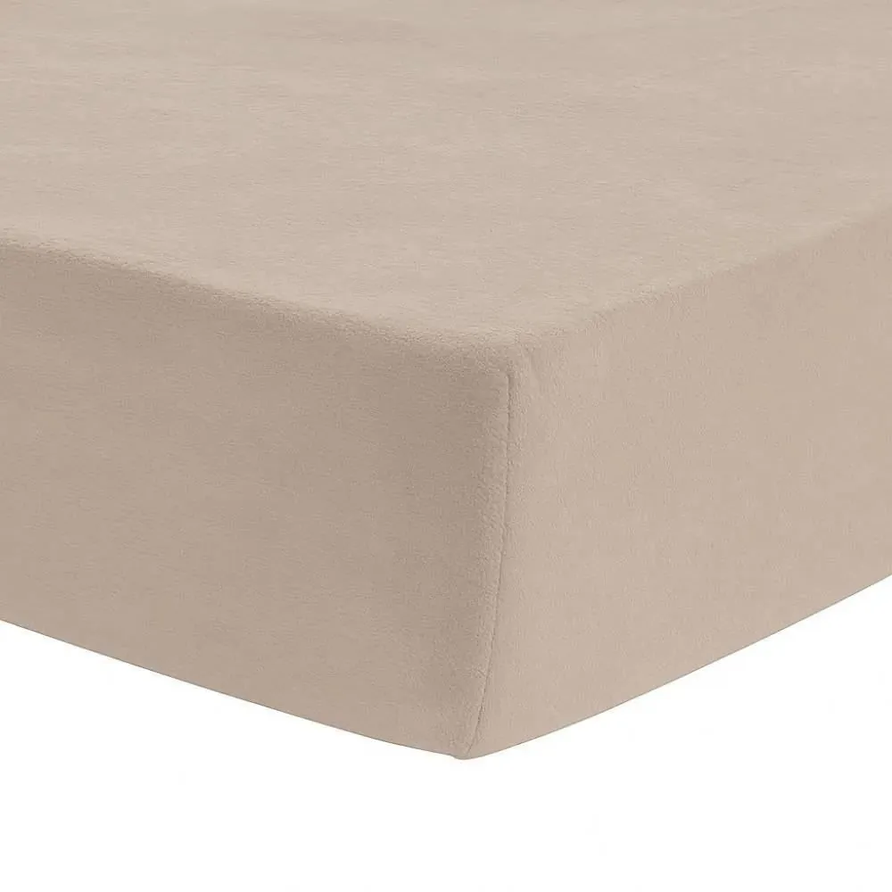 Lençol Avulso Casal com Elástico Plush Slip - Bege