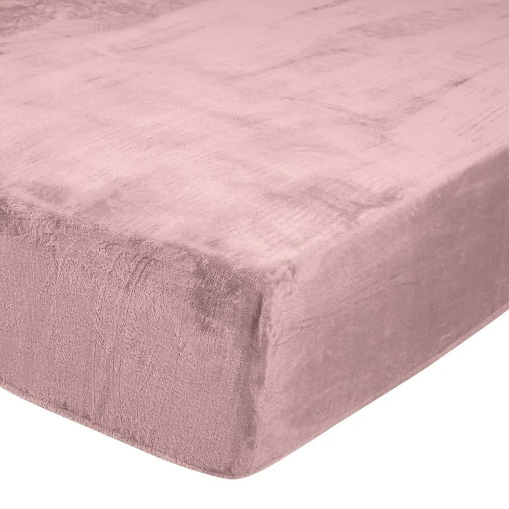 Lençol Avulso Casal com Elástico Plush Slip - Rosa Tule