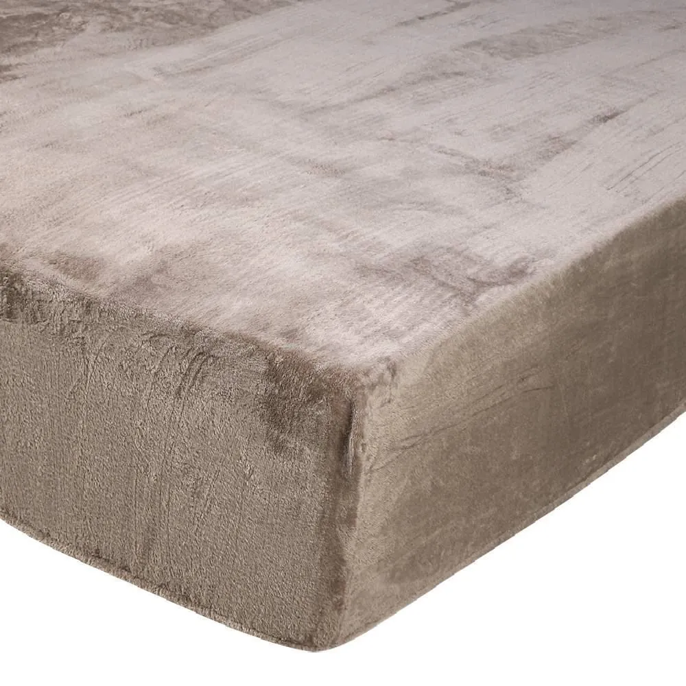 Lençol Avulso Casal com Elástico Plush Slip - Taupe