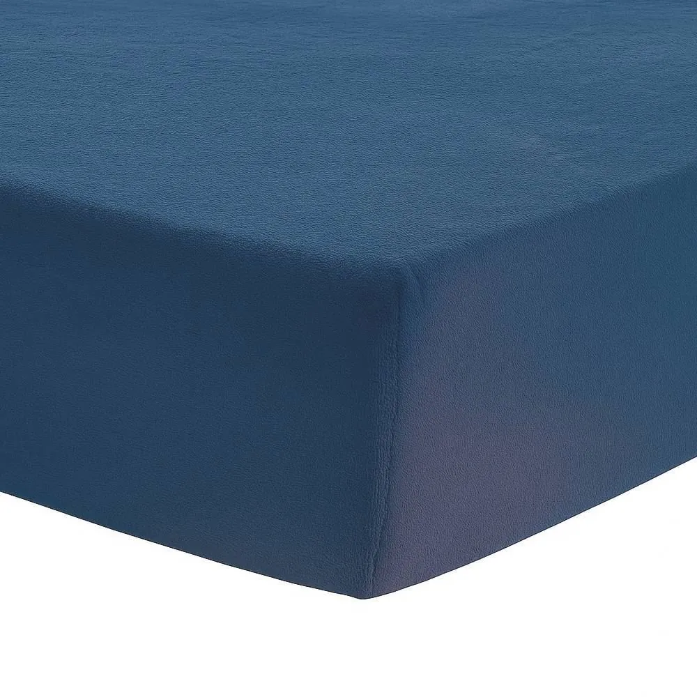 Lençol Avulso Queen com Elástico Plush - Azul Jeans