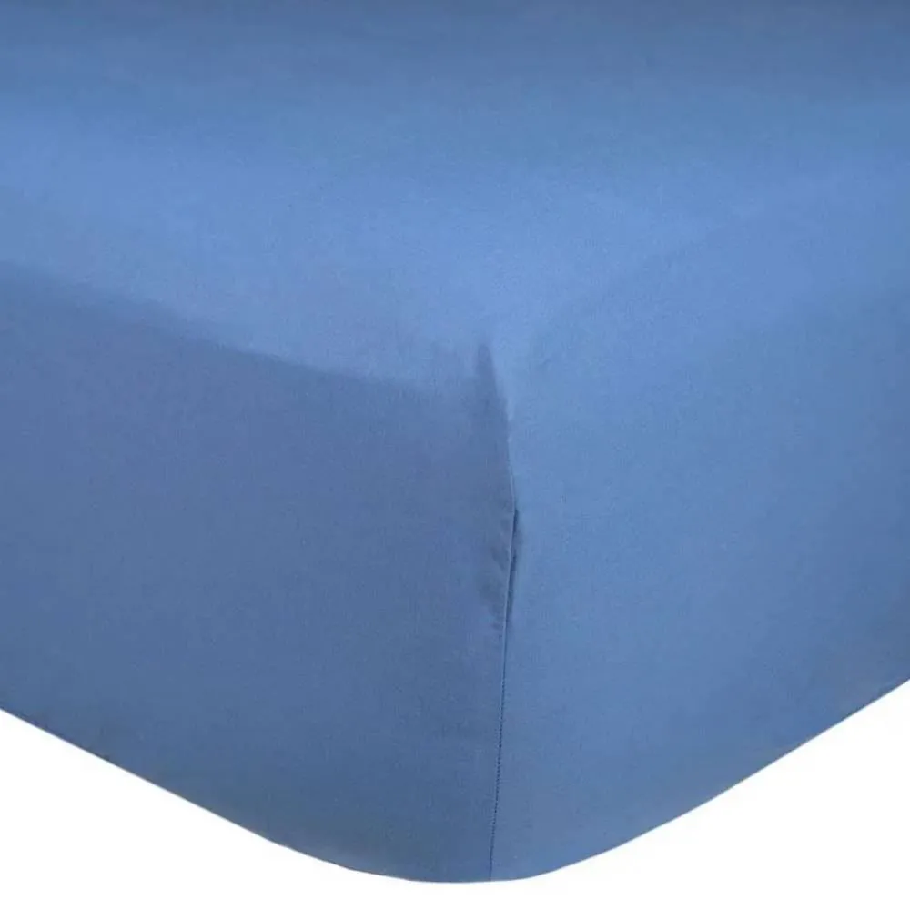 Lençol Casal Percal 100% Algodão Buona Fortuna - Azul Índigo