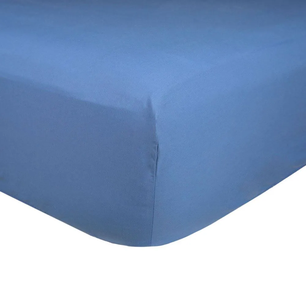 Lençol Solteiro com Elástico 100% Algodão Buona Fortuna - Azul Indigo