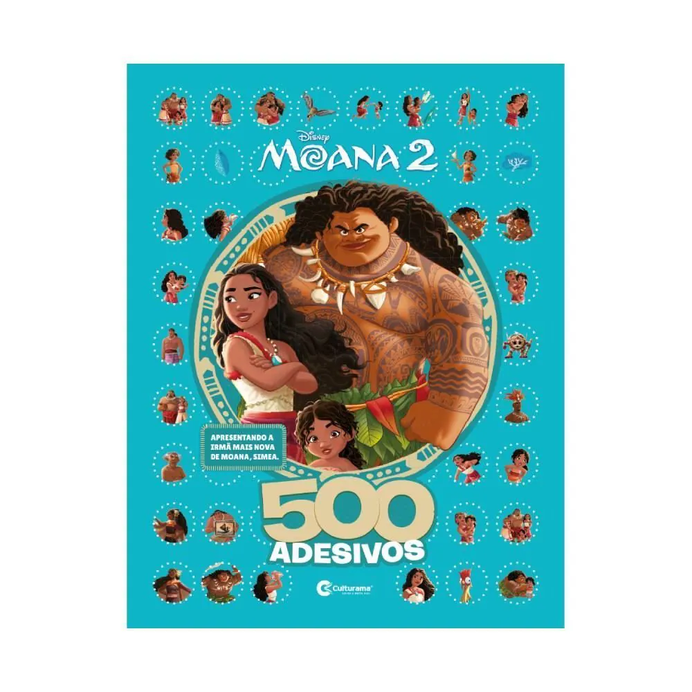 Livro 500 Adesivos Moana 2 Culturama Digital - para Colorir