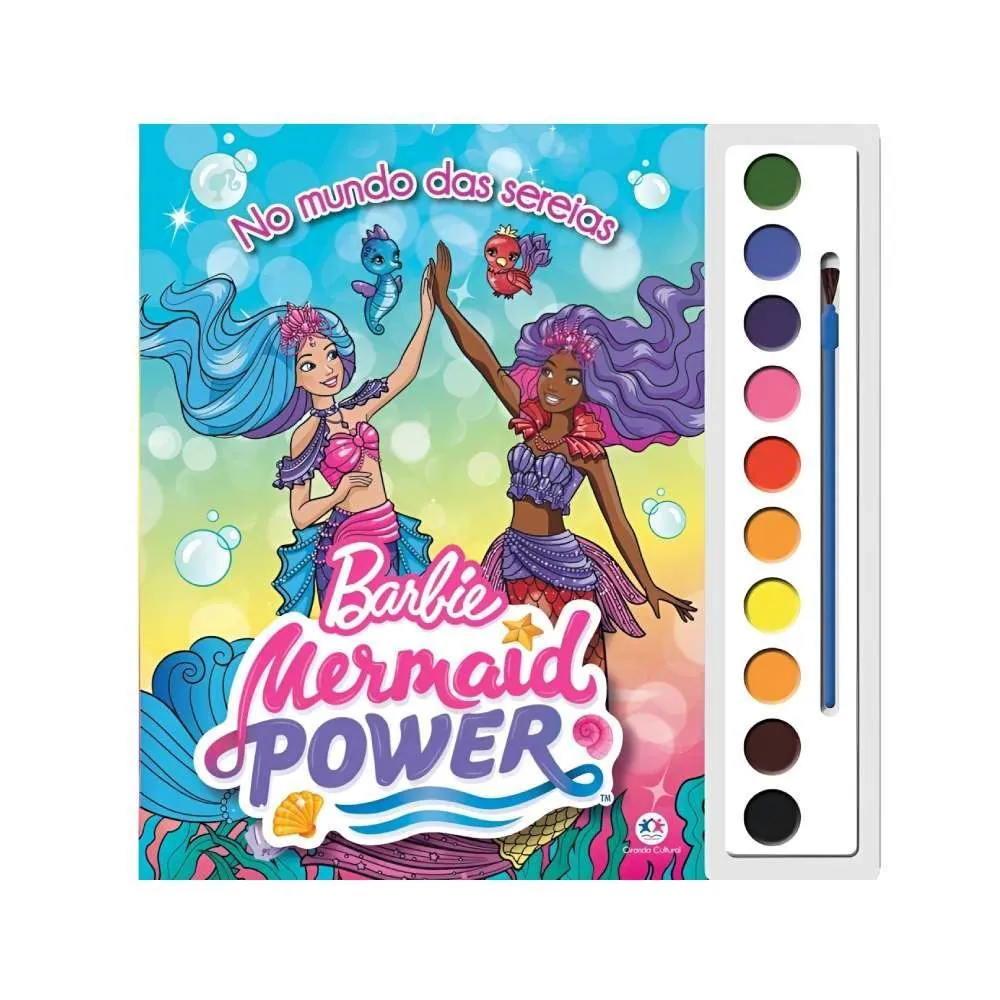Livro Aquarela Barbie no Mundo das Sereias - para colorir