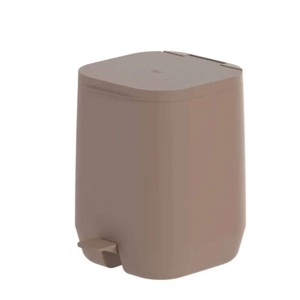 Lixeira de Pedal Aura 6 Litros Ou - Marrom Amêndoa