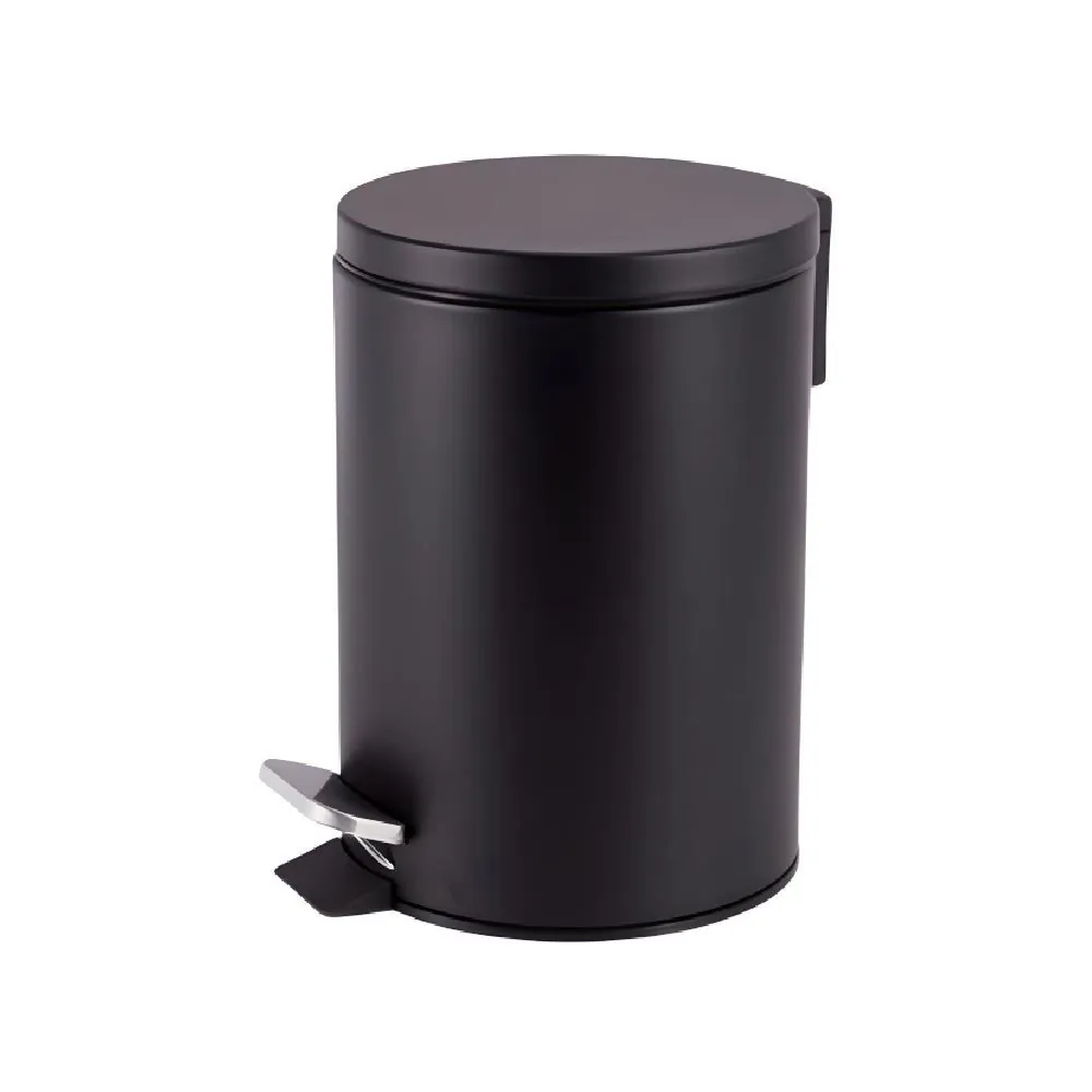 Lixeira Redonda com Pedal Matte Camesa 5 Litros - Preto