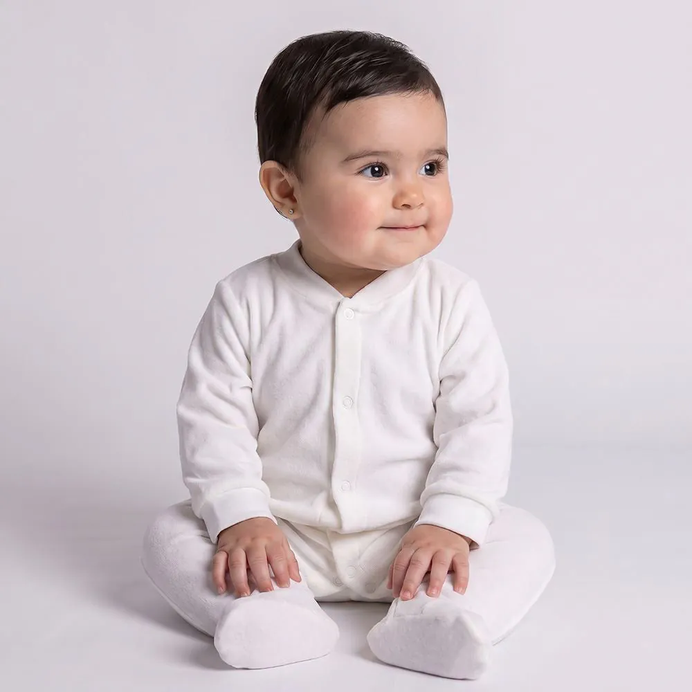 Macacão Bebê Menina em Plush com Pé Reversível Yoyo Baby Off White