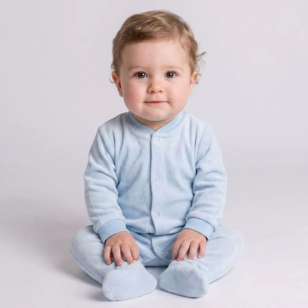 Macacão Bebê Menino em Plush com Pé Reversível Yoyo Baby Azul Claro