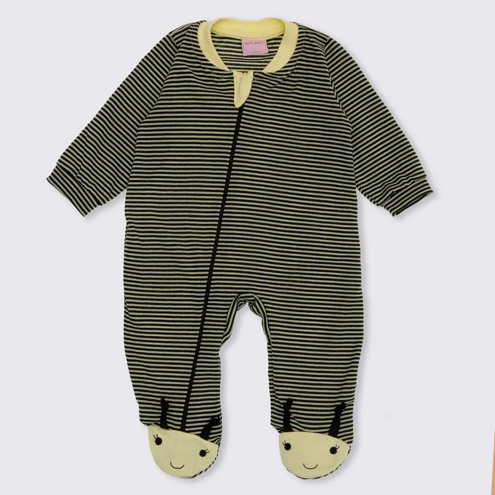 Macacão de Bebê Malha Abelhinha no Pé Yoyo Baby Amarelo/Preto