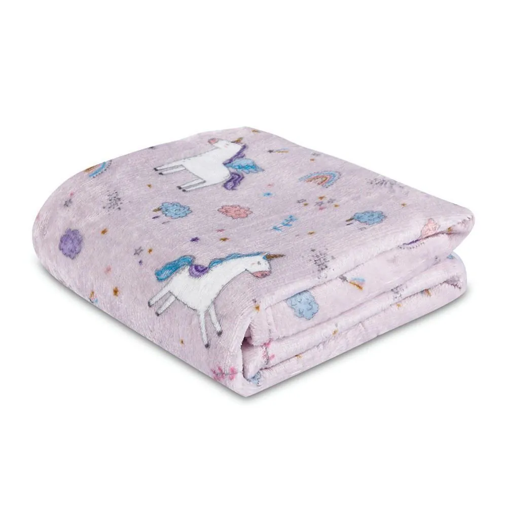 Manta Infantil Encantos Kids - Unicórnio Lilás