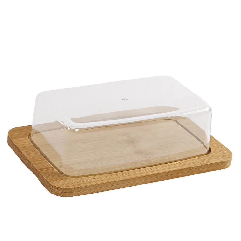 Manteigueira Bambu com Tampa Ecokitchen Mimo Style - Bambu e Transparente