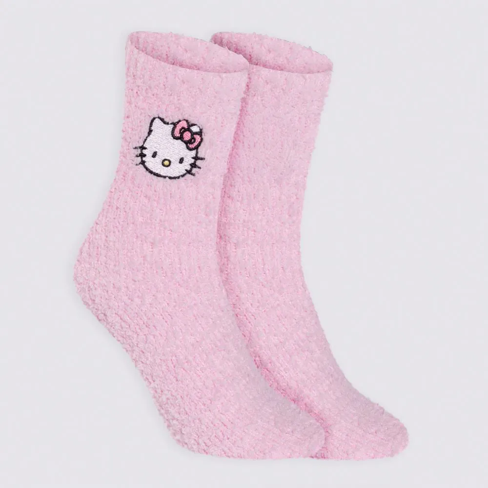 Meia Cano Longo Hello Kitty Chenille Sanrio - Rosa 34/38