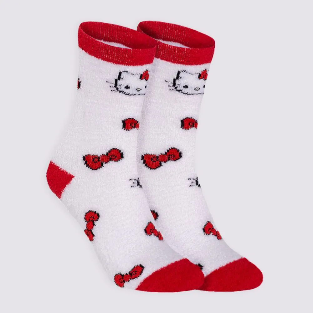 Meia Cano Longo Hello Kitty Chenille Sanrio - Branco 34/38