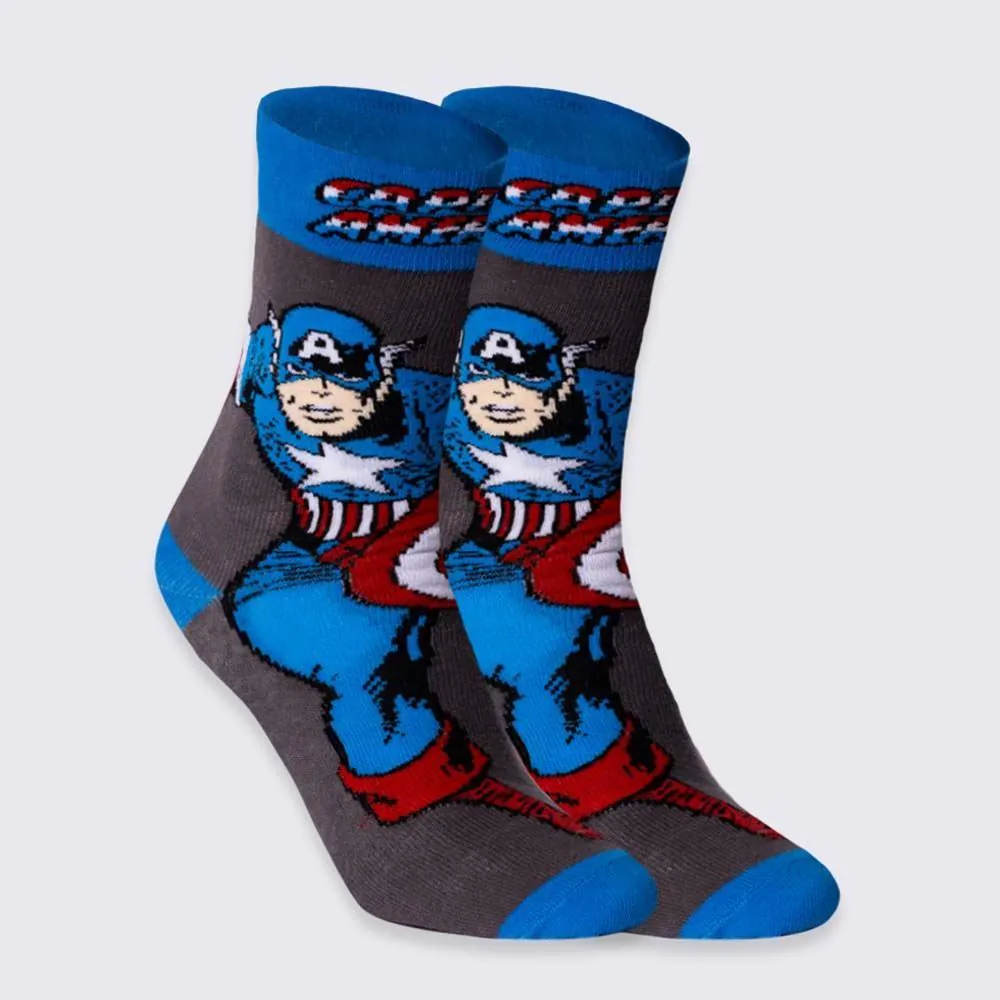Meia Cano Longo Capitão América Marvel - Cinza 39/43