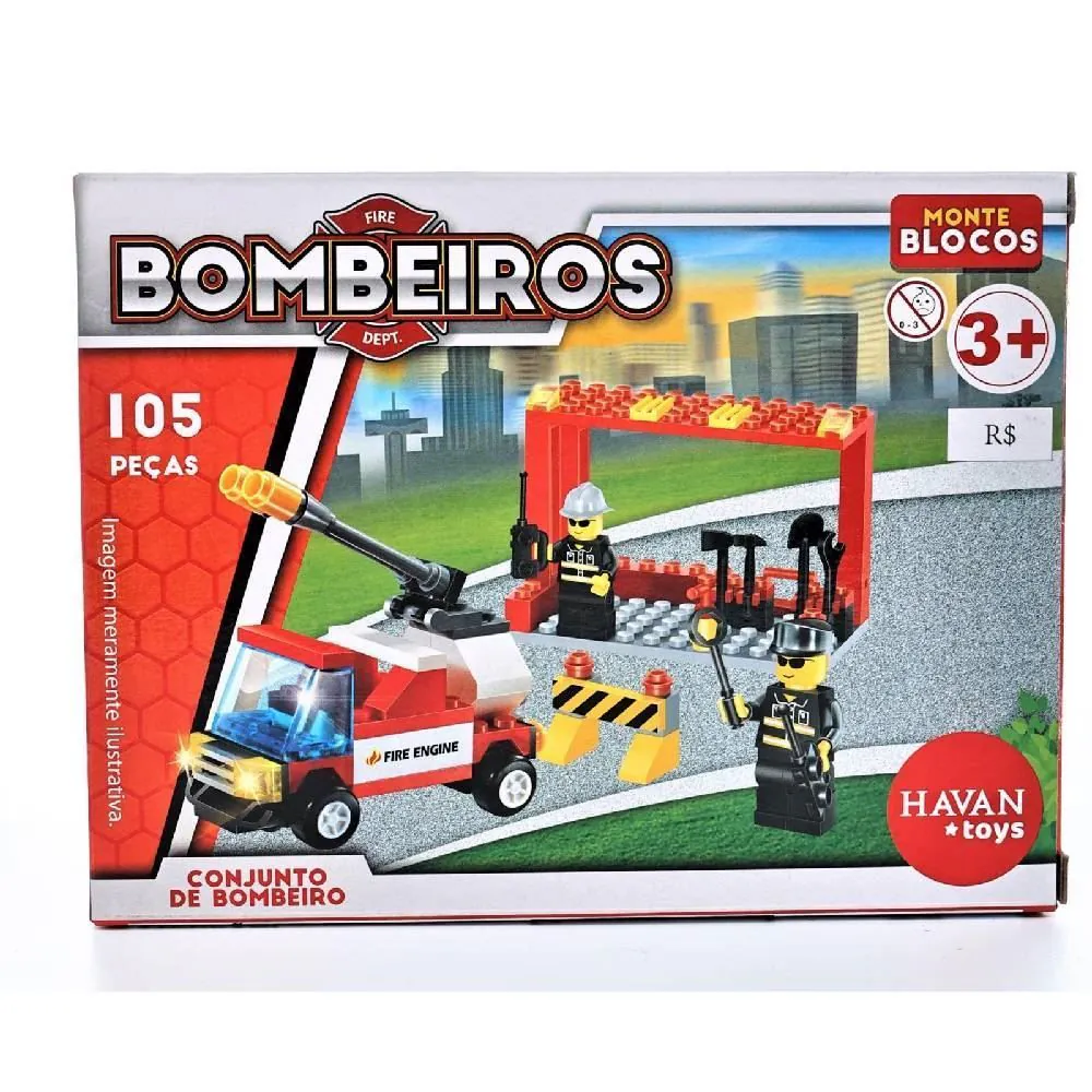 Monte Blocos Resgate Bombeiro 105 Pcs Toys - HME1392