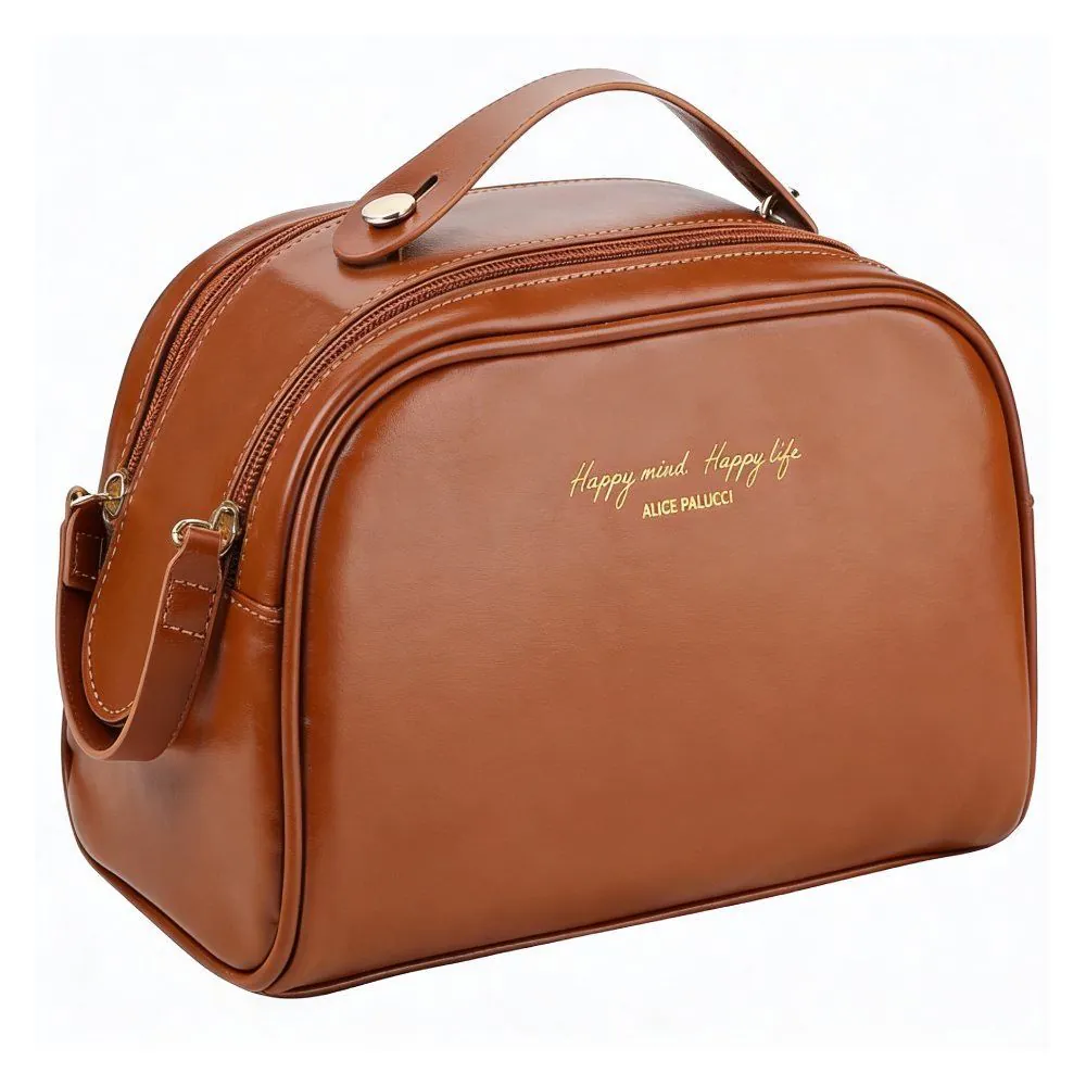 Necessaire Trapézio com Duas Divisórias Alice Palucci - Caramelo U