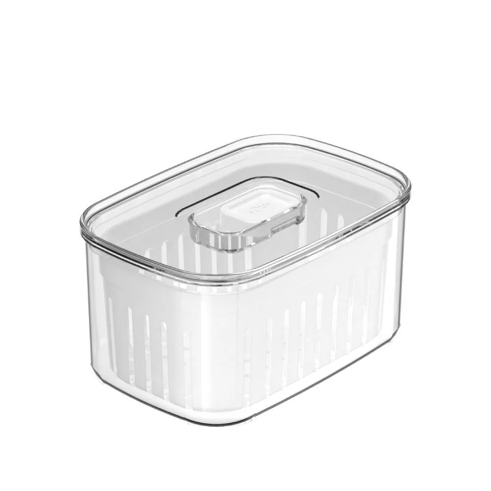 Organizador para Geladeira com Cesto Clear Fresh Ou 650Ml - Transparente e Branco