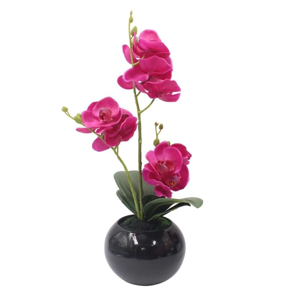 Orquídea Artificial com Vaso de Cerâmica 44Cm - Sortido