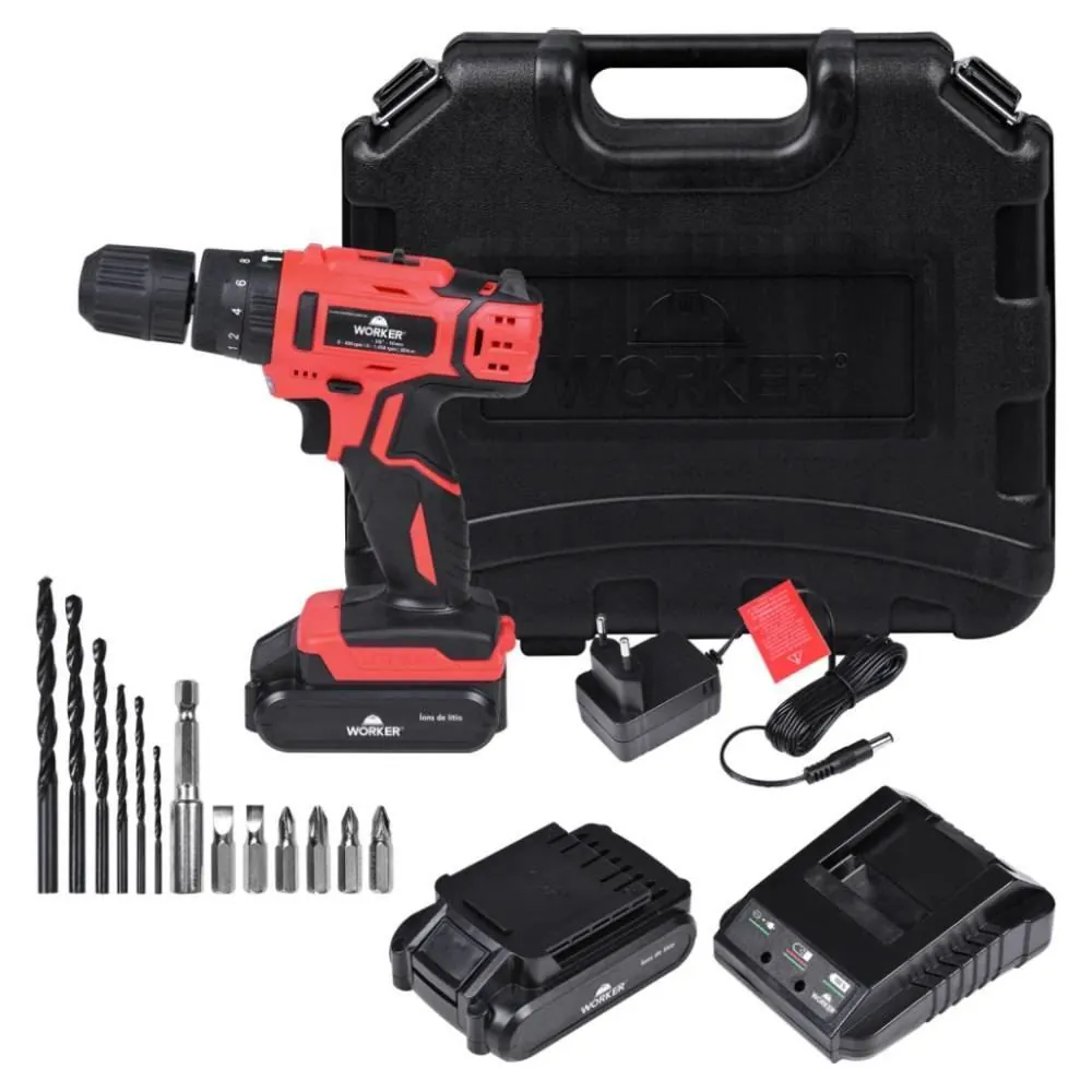 Parafusadeira e Furadeira Impacto Worker Pfw 2 Baterias 18V - Bivolt