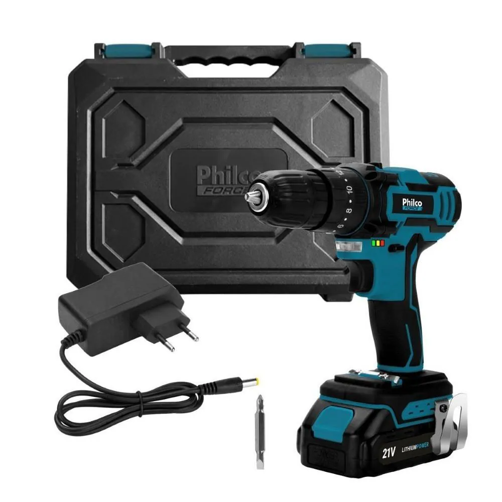 Parafusadeira e Furadeira Philco Force Ppf21mb com Controle de Velocidade - Bivolt