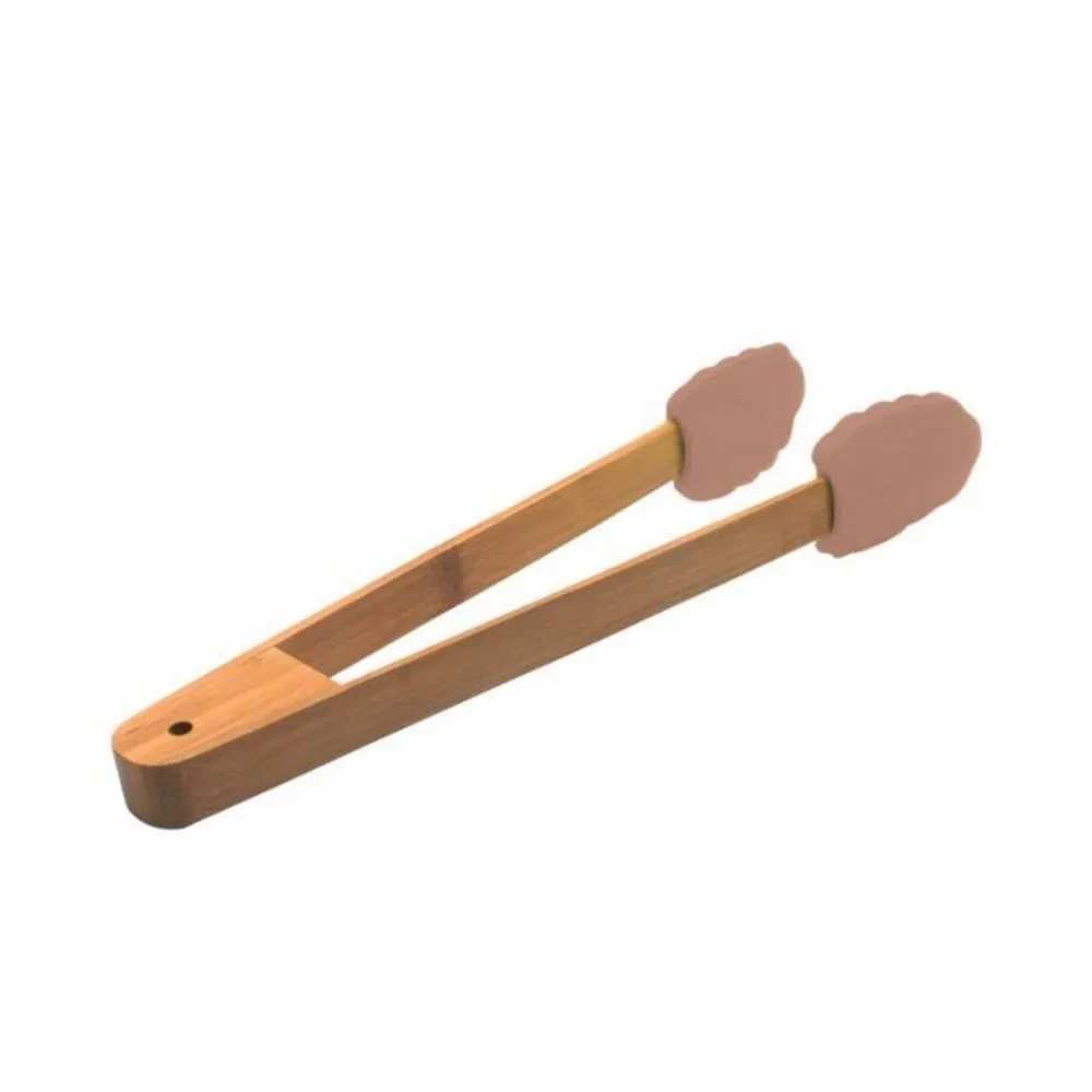 Pegador de Silicone com Cabo de Bambu - Marrom Rosado
