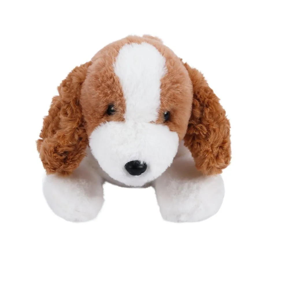 Pelúcia Cachorro Deitado Marrom e Branco - Toys