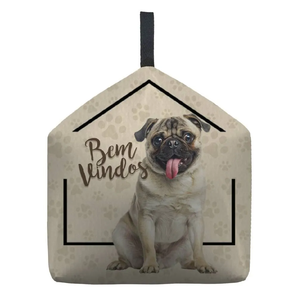 Peso de Porta Decorativo - Bem Vindo Pug