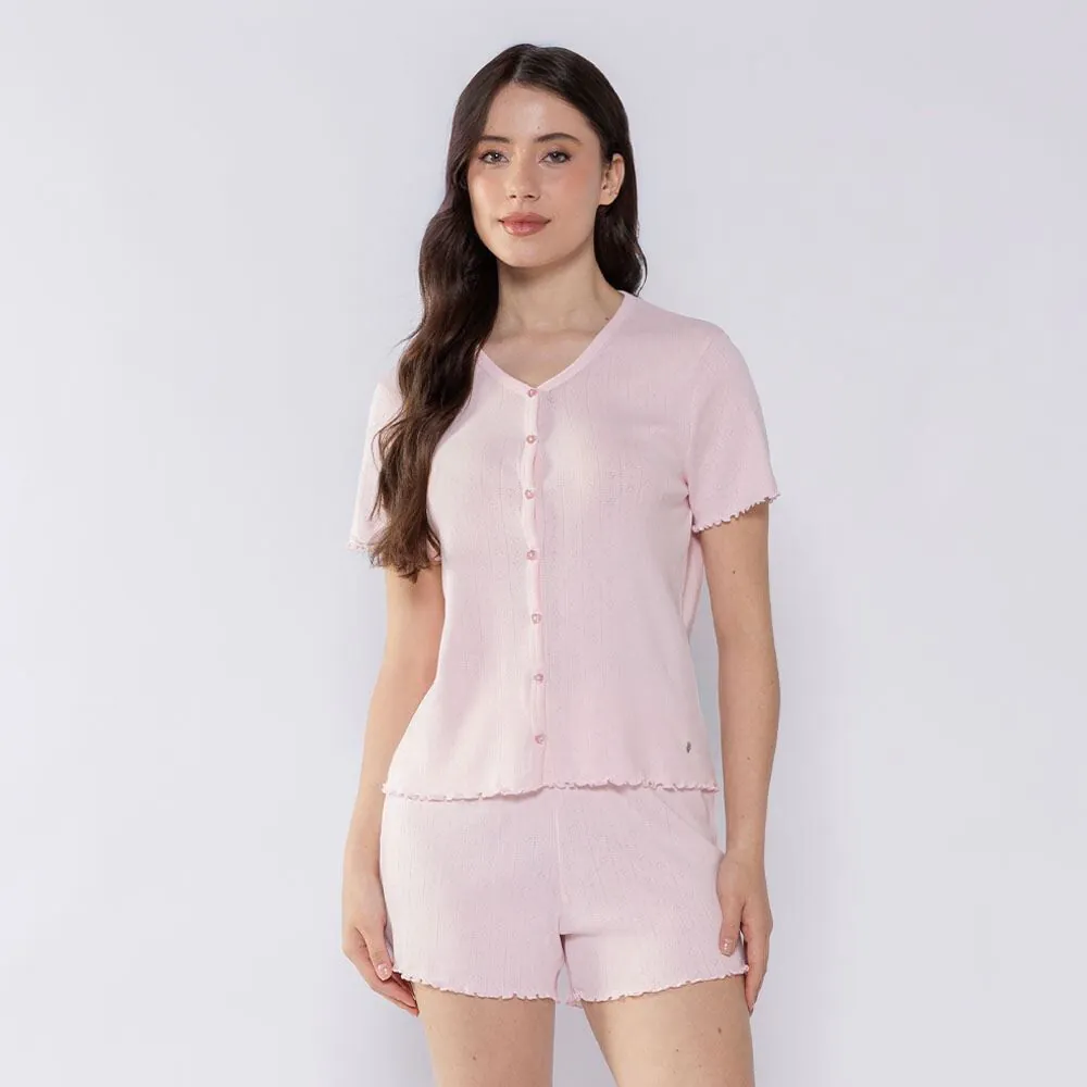 Pijama Feminino Americano de Tricot Camila Moretti Rosa