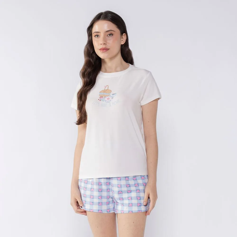 Pijama Feminino Curto Camila Moretti Off White