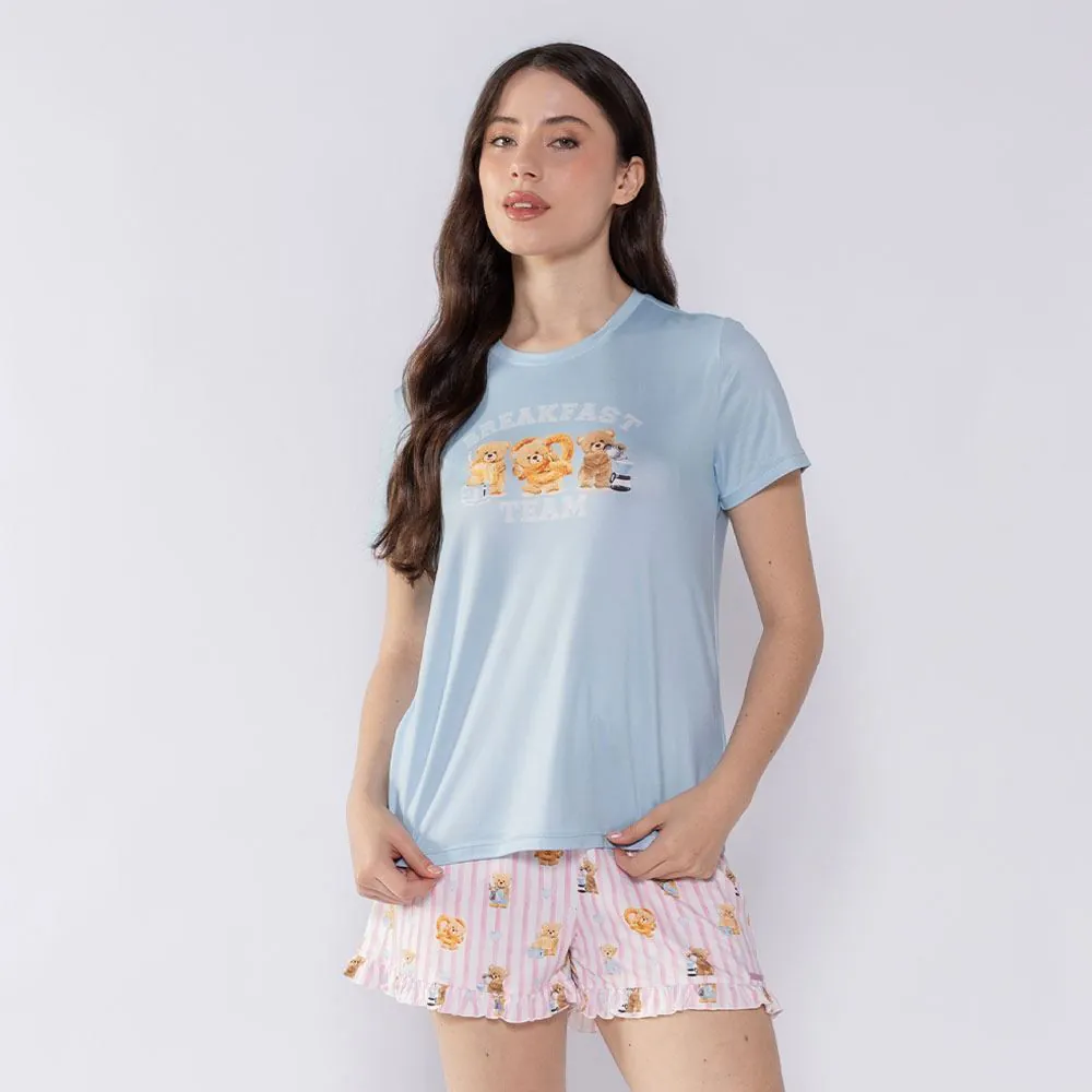Pijama Feminino Curto Camila Moretti Azul Aco
