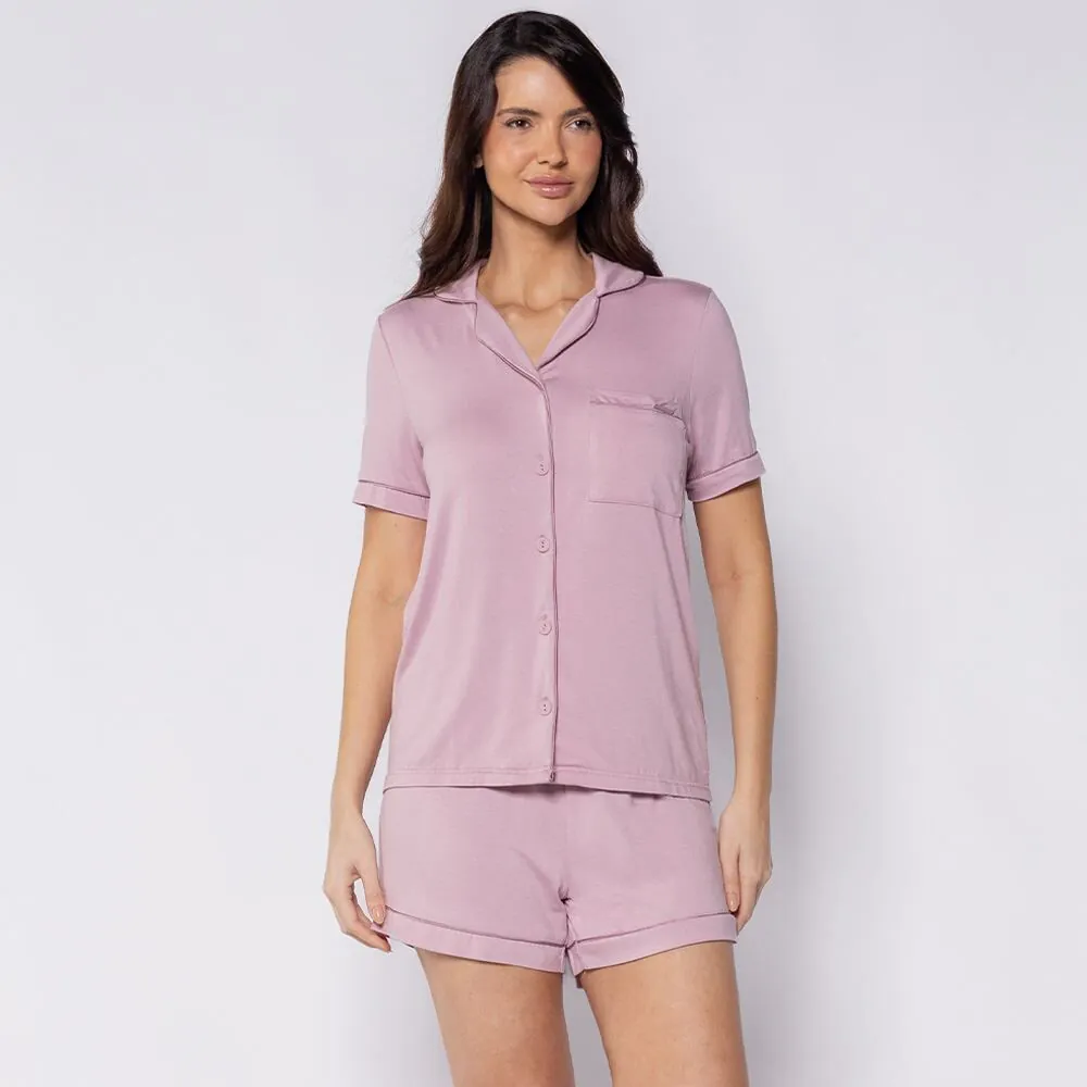Pijama Feminino Americano de Viscose Camila Moretti Rose