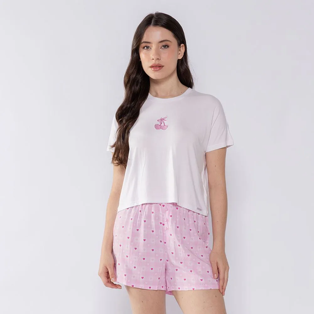 Pijama Feminino Curto de Viscose Camila Moretti Estampado