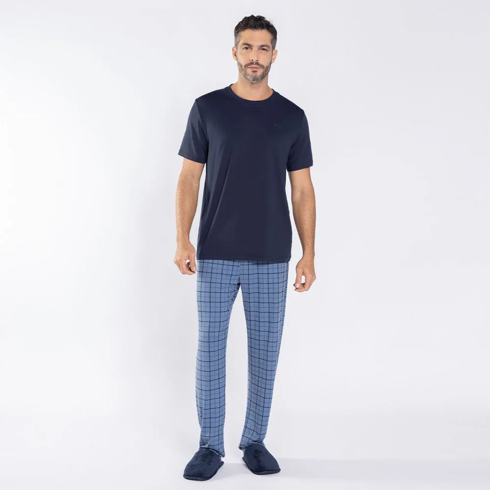 Pijama Masculino Calça e Manga Curta Marc Alain Azul