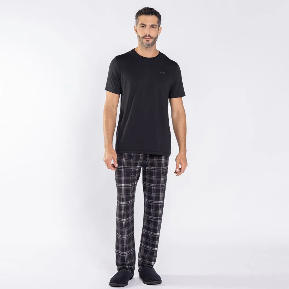 Pijama Masculino Calça e Manga Curta Marc Alain Preto