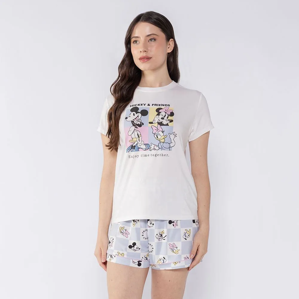 Pijama Mickey Feminino Curto Disney Branco