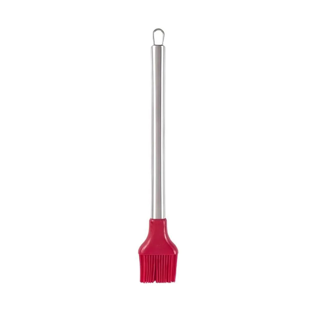Pincel Culinário de Silicone Cabo Inox 31,5Cm - Vermelho