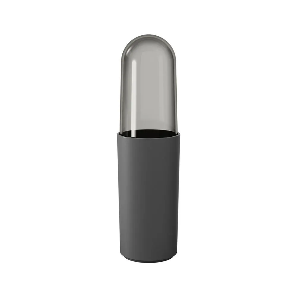 Porta Escova Dental com Tampa Serene Coza 21Cm - Cinza Escuro