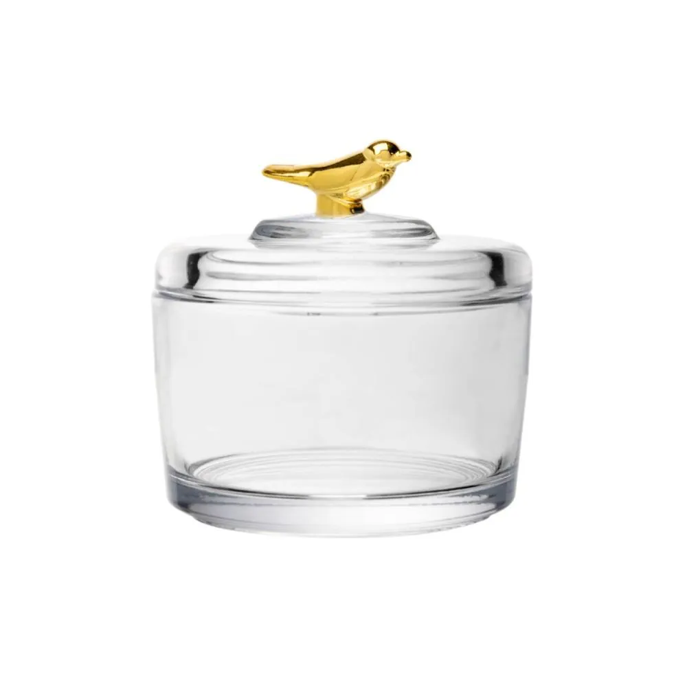 Pote Cristal com Tampa Golden Bird Wolff 7,5Cm