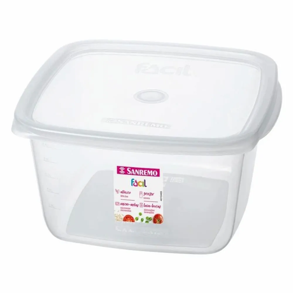 Pote de Plástico Quadrado Fácil Sanremo 3,7L - Transparente