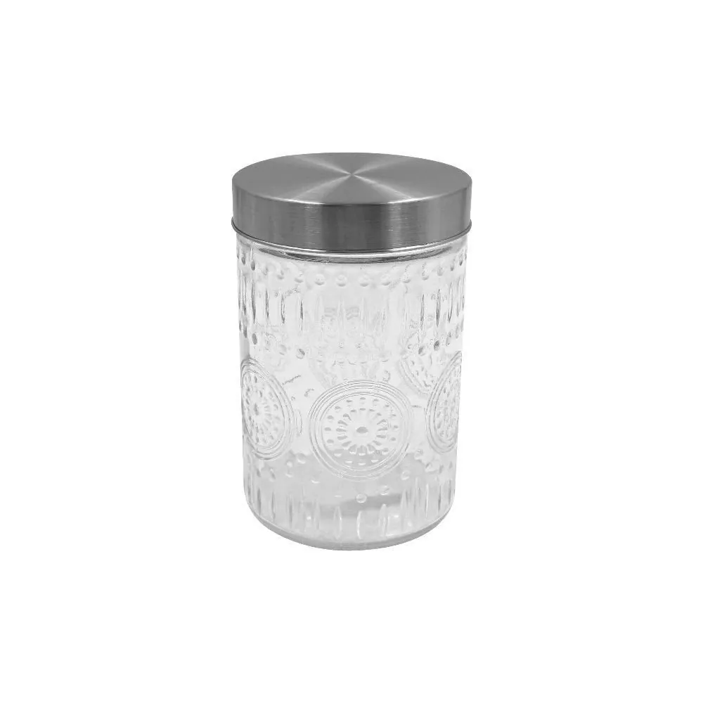 Pote de Vidro com Tampa Inox Mandala 1,2 Litros