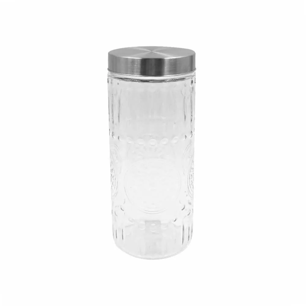 Pote de Vidro com Tampa Inox Mandala 2,2 Litros