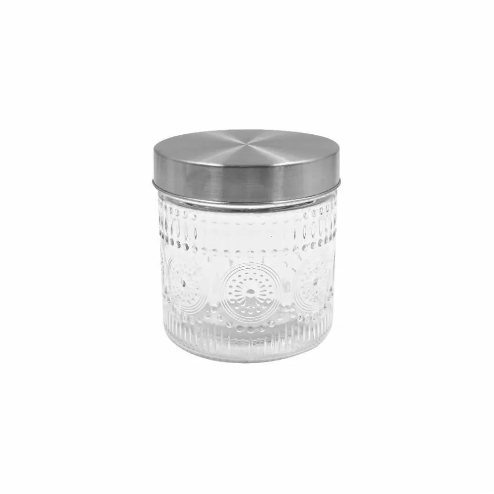 Pote de Vidro com Tampa Inox Mandala 800Ml