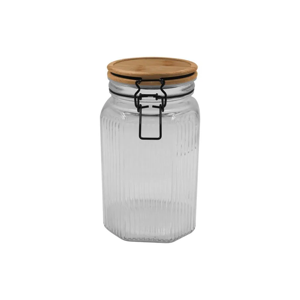 Pote Hermético com Tampa de Bambu 1,5 Litro - Vidro