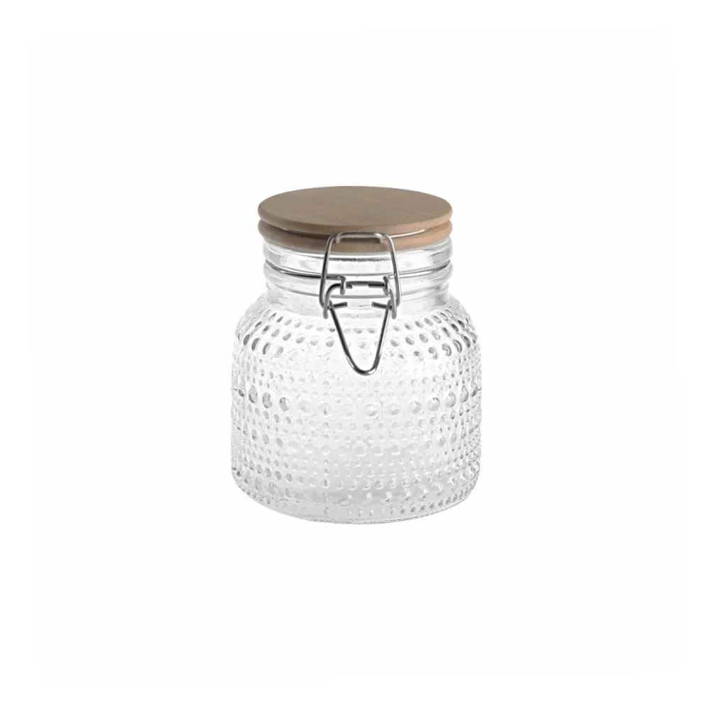 Pote Hermético com Tampa de Bambu 600 Ml - Texturizado