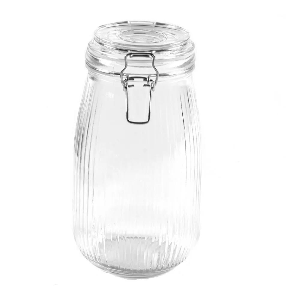 Pote Hermético de Vidro Canelado 1,5 Litros - Transparente