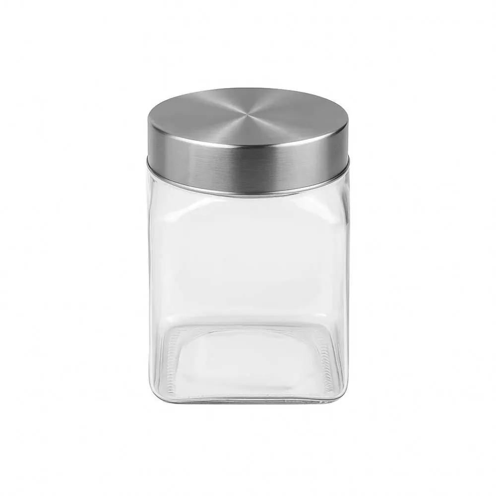 Pote Quadrado com Tampa em Metal 800Ml - Vidro