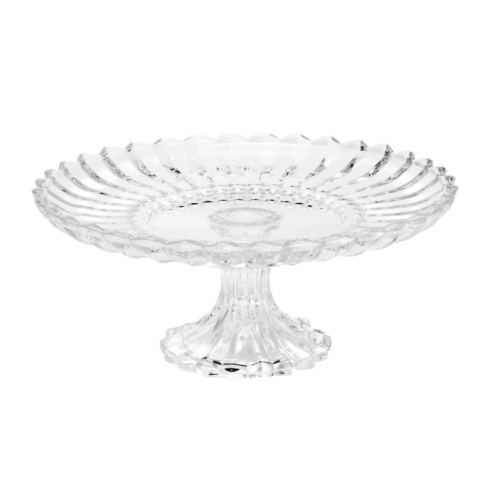 Prato de Bolo com Pé Cristal Geneva Wolff - Transparente