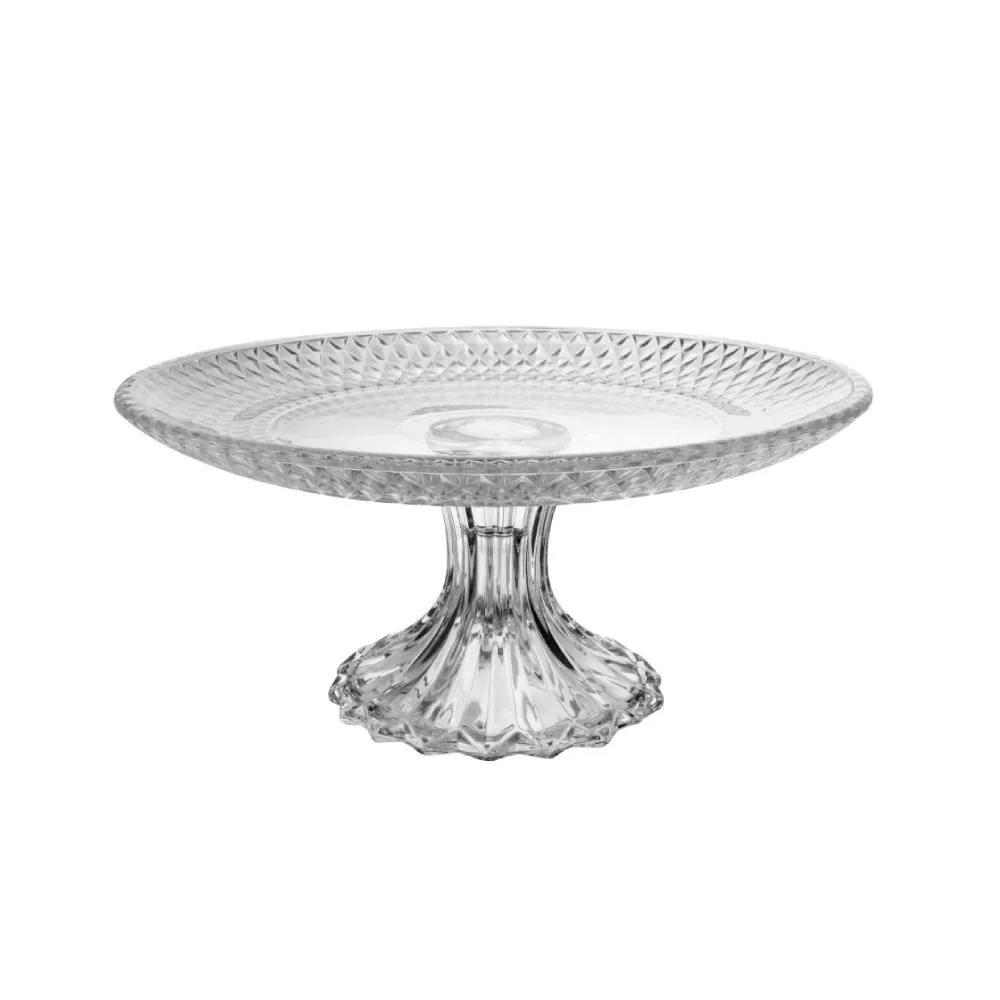Prato para Bolo com Pé Roman Lyor 25 Cm - Transparente