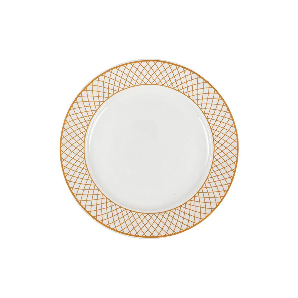 Prato de Sobremesa Porcelana Borda Dourada 21Cm Hauskraft - Regalis